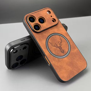 Luxury Retro Faux Sheepskin Faux Leather Magnetic Wireless Charging Case