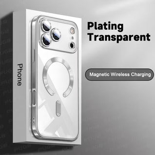 Luxury Plating Transparent Magnetic Wireless Charging iPhone Case