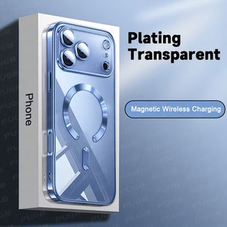 Luxury Plating Transparent Magnetic Wireless Charging iPhone Case