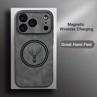 Luxury Retro Faux Sheepskin Faux Leather Magnetic Wireless Charging Case