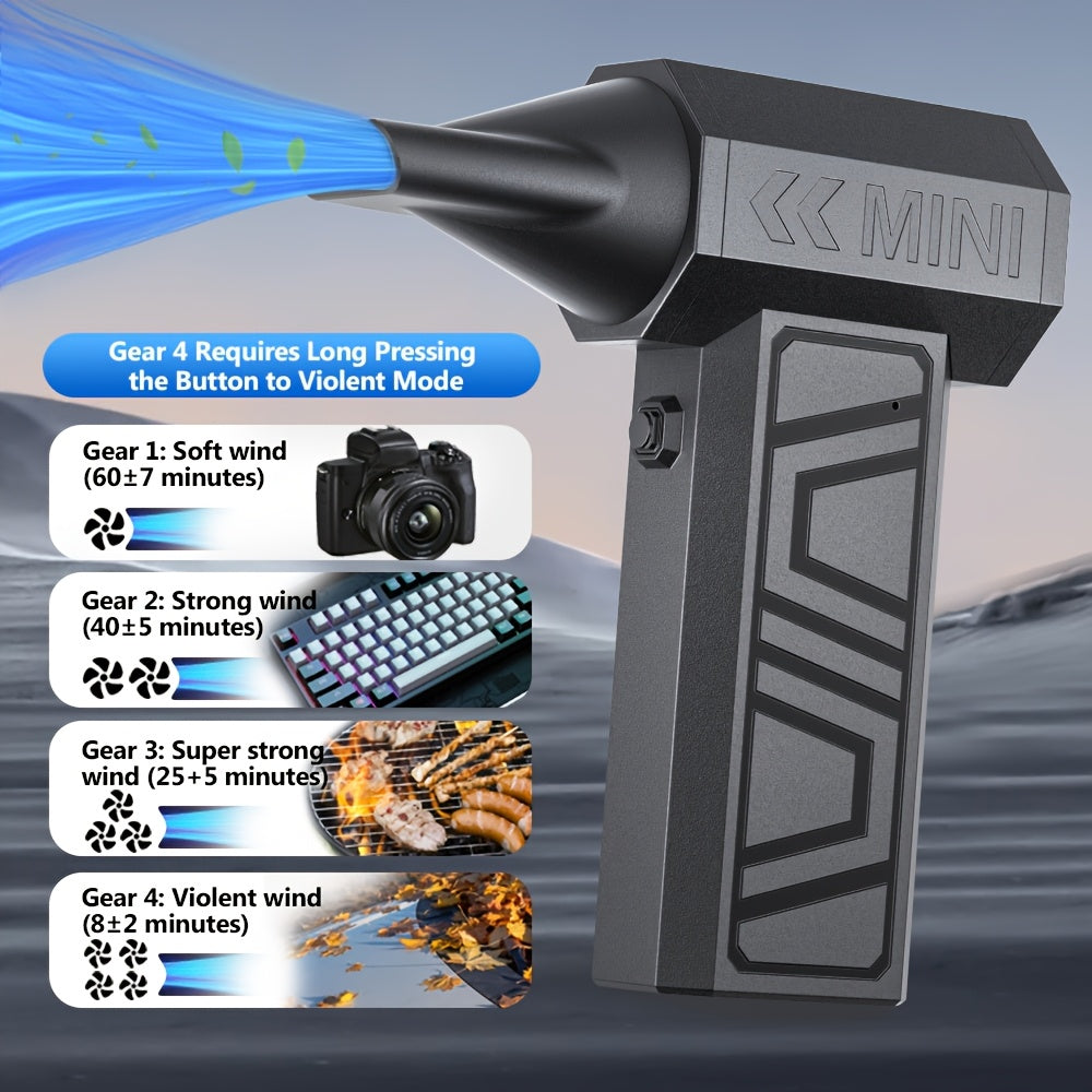 Electric Air Duster TypeC Charging Cleaning Blower Tool Turbo Jet Fan 130000RPM Car Blowing Snow 4 Gears adjustable Portable